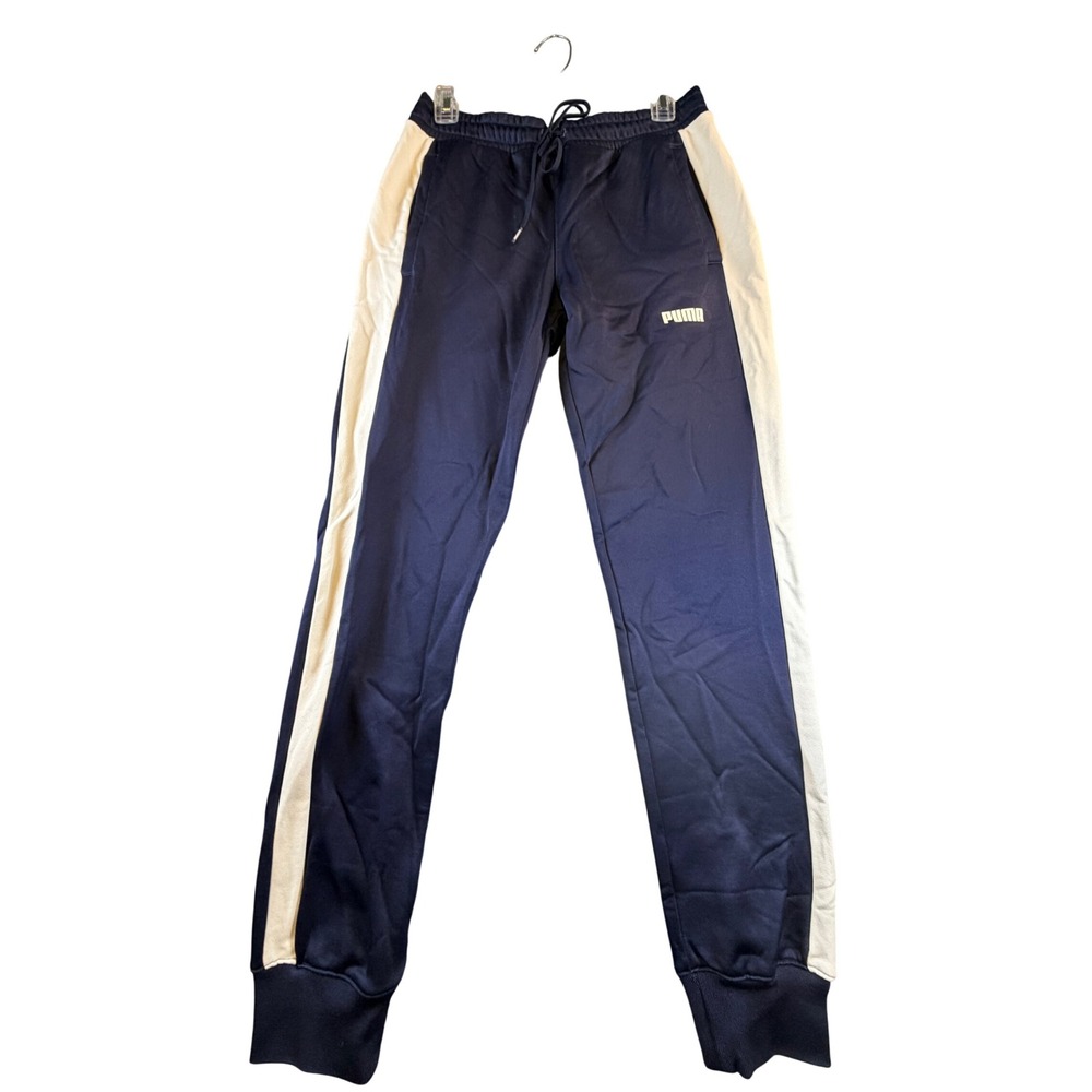 Puma Navy Blue White Side Stripe Track Pants Joggers Mens Size Medium